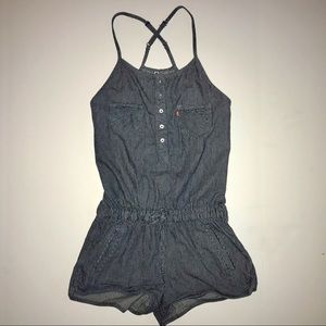 Levi’s youth PINSTRIPE romper fits like women’s XS